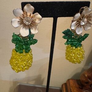 Zara pineapple flower statement earrings